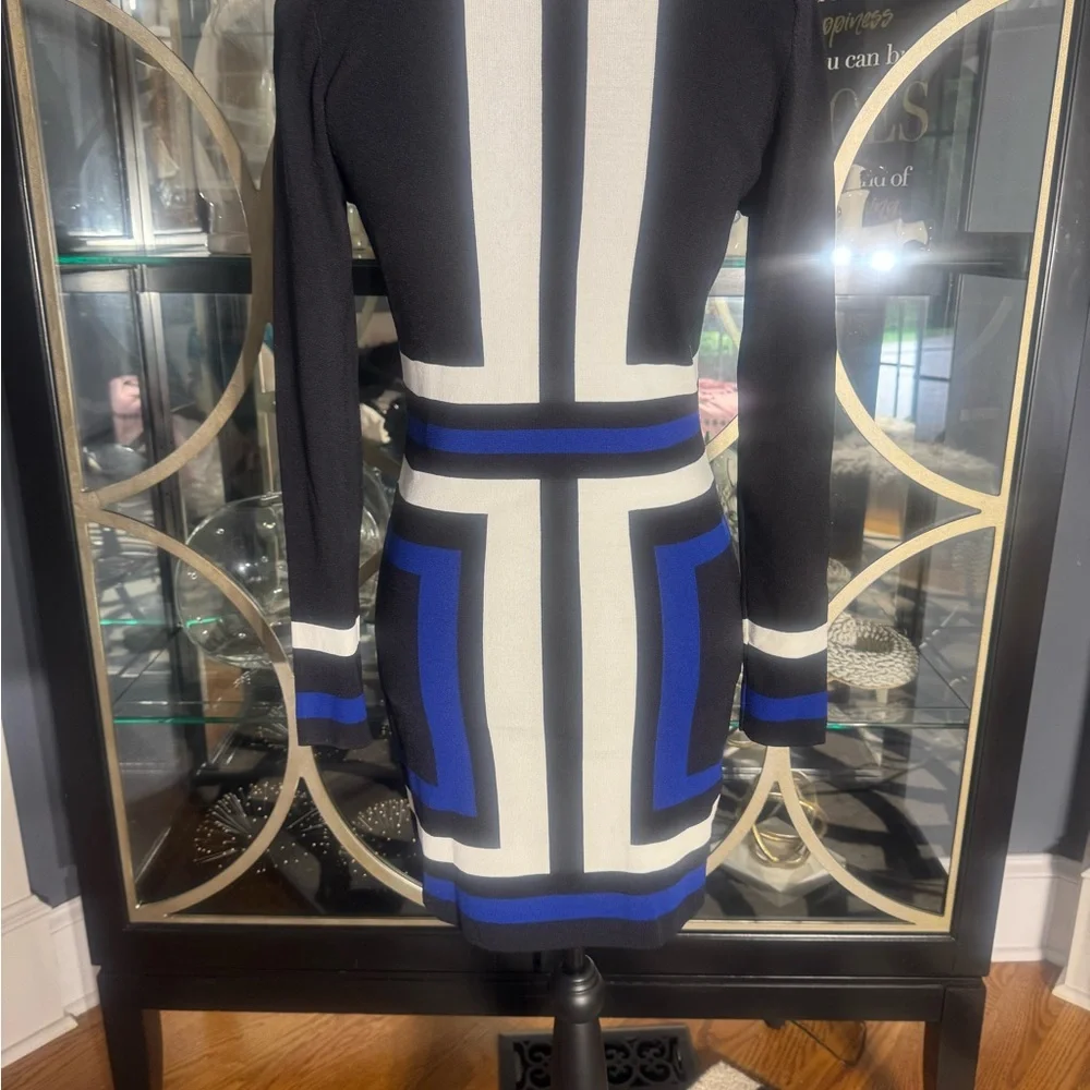 INC International Concepts Black, White, and Blue Mini Dress - Picture 6 of 7